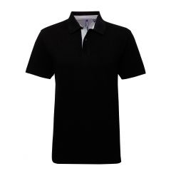 Cotton polo with Oxford fabric insert