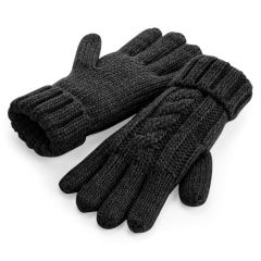 Cable knit melange gloves
